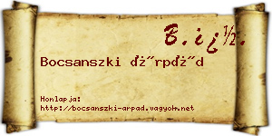 Bocsanszki Árpád névjegykártya